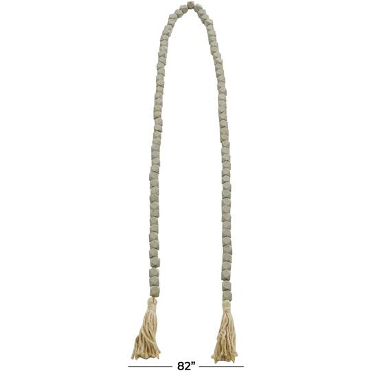 80" Bohemian Mango Wood Beads with Tassels Garland